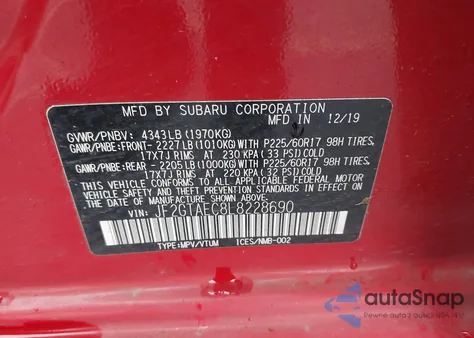 2020 Subaru Crosstrek Premium из США, поврежденный, VIN JF2GTAEC8L8228690